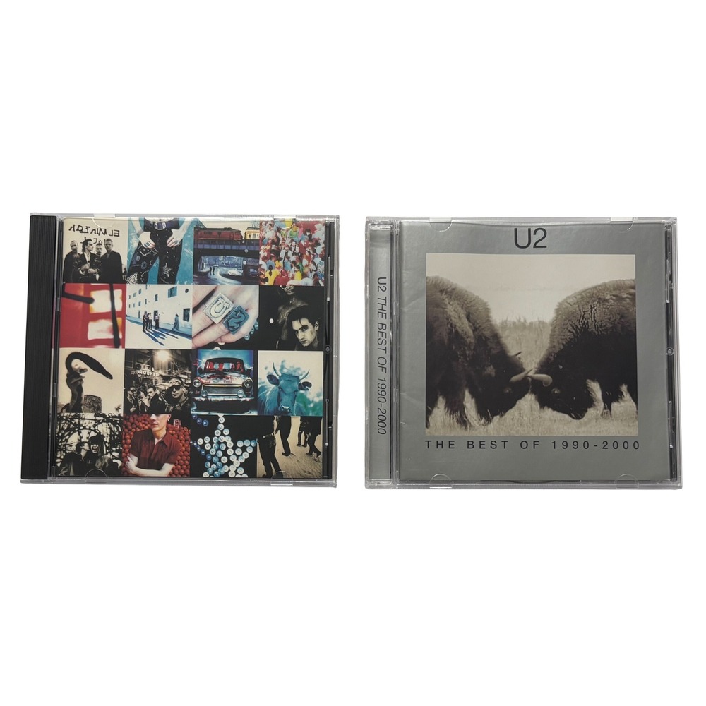 U2 CD Lot Achtung Baby and The Best of 1990-2000 Rock Music 2 Disc Bundle